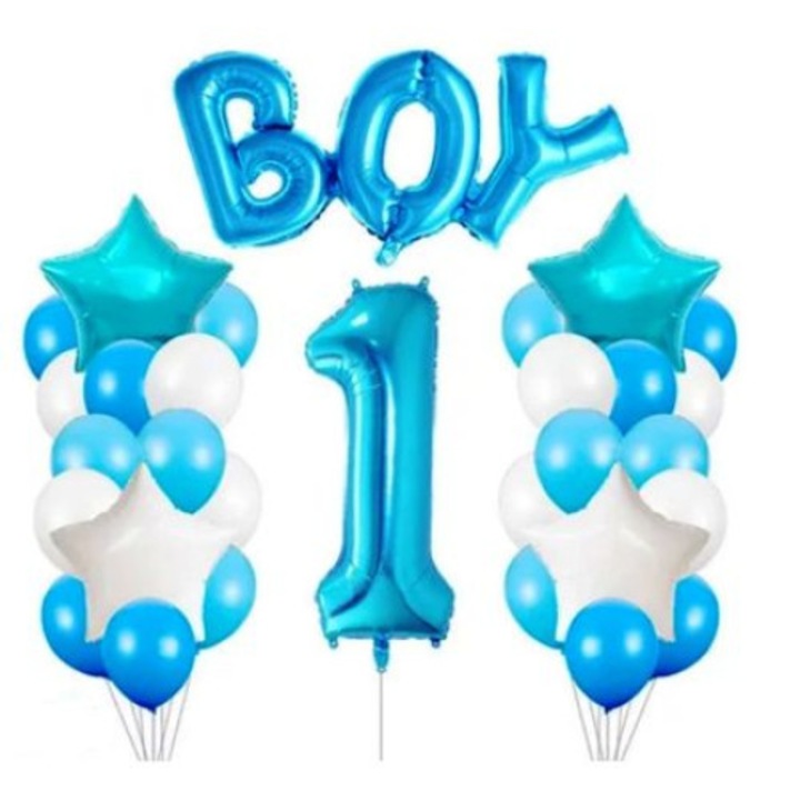 Комплект балони за парти за 1 година Boy, Син, 35 части