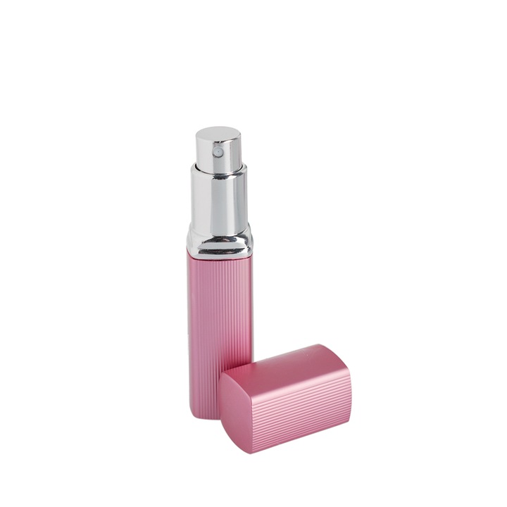 Kozmetikai tartály DROPY® típusú spray-vel, illóolajokhoz vagy parfümökhöz, 12 ml négyzet alakú, rózsaszín