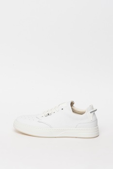 Bullboxer, Pantofi sport de piele cu varf cu perforatii Victor, Alb, 44 Bullboxer, Pantofi sport de piele cu varf cu perforatii Victor, Alb, 44