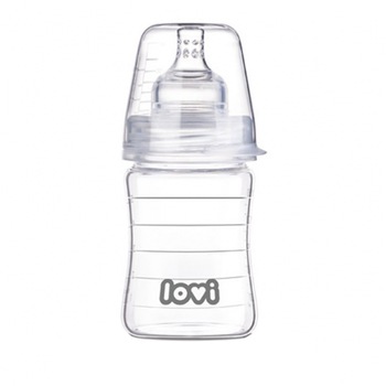 Biberon din sticla 150 ml 0+ luni Lovi Diamond 74/100, Transparent Biberon din sticla 150 ml 0+ luni Lovi Diamond 74/100, Transparent