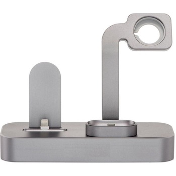 Statie incarcare, 3 in 1, aluminiu integral, Pyramid®, multifunctional, dedicata Iphone, ceas Apple Watch, Apple AirPods Statie incarcare, 3 in 1, aluminiu integral, Pyramid®, multifunctional, dedicata Iphone, ceas Apple Watch, Apple AirPods