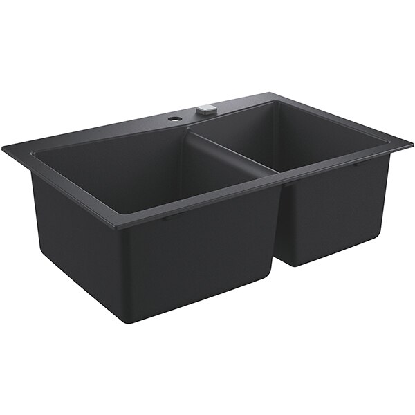 Chiuveta bucatarie GROHE K700, 2 cuve, compozit quartz, negru
