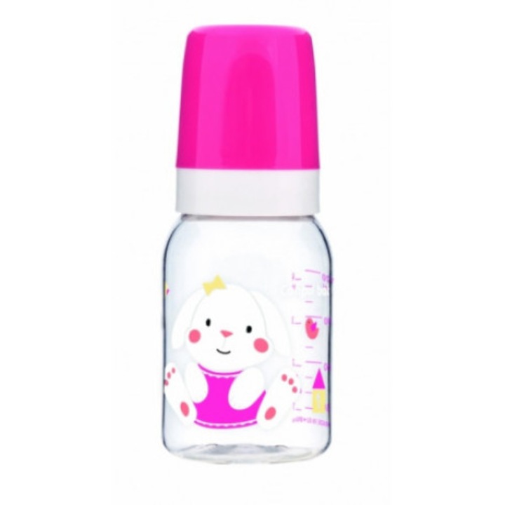 Polipropilén cumisüveg szilikon cumival 120 ml Canpol Babies 11/850, rózsaszín 3+ hónapos