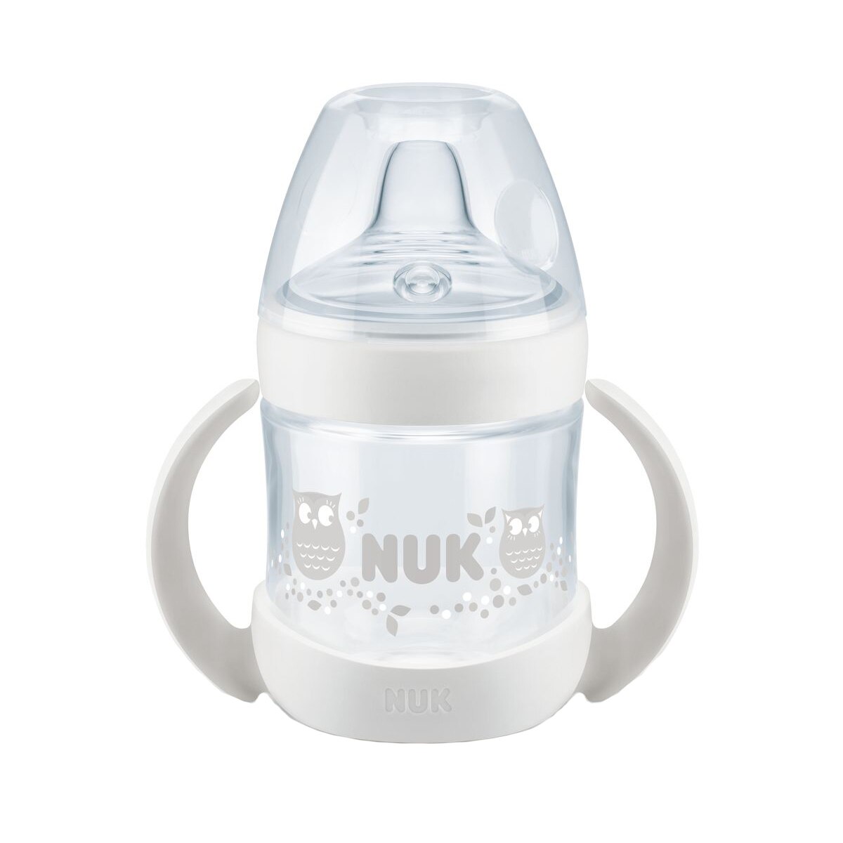 Biberon cu cioc si manere 150 ml Nuk Nature Sense 743763A, Alb 6-18 luni