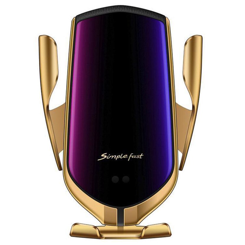 Suport auto cu incarcator wireless iUni R1, micro USB, functie Fast Charge, Gold