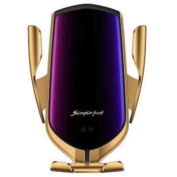 Suport auto cu incarcator wireless iUni R1, micro USB, functie Fast Charge, Gold Suport auto cu incarcator wireless iUni R1, micro USB, functie Fast Charge, Gold