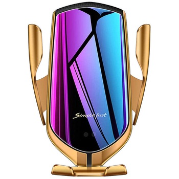 Suport auto cu incarcator wireless iUni R1, functie localizare GPS, micro USB, Fast Charge, Gold Suport auto cu incarcator wireless iUni R1, functie localizare GPS, micro USB, Fast Charge, Gold