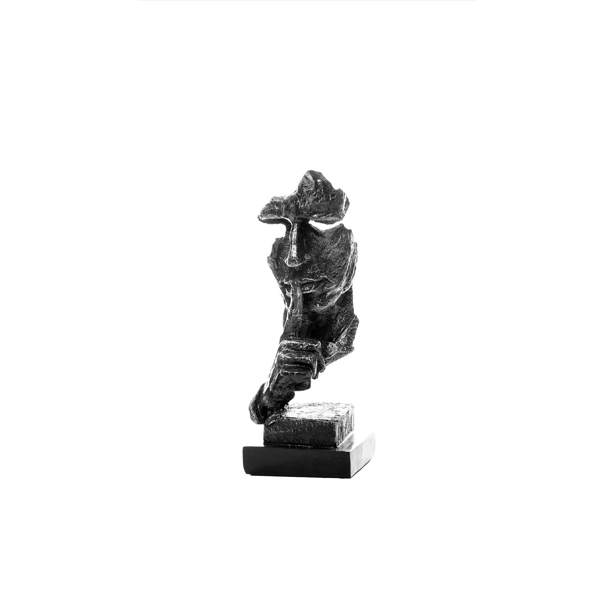 Statueta decorativa Silence II, realizata din rasina, 34 cm, argintiu/negru