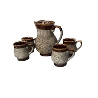 Set carafa vin cu 4 pahare, 2 litri, gri