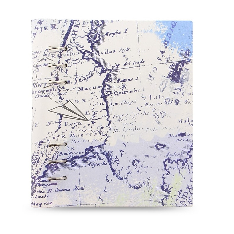 Agenda A5 nedatata cu rezerve si inele FILOFAX Clipbook Patterns Retro Map