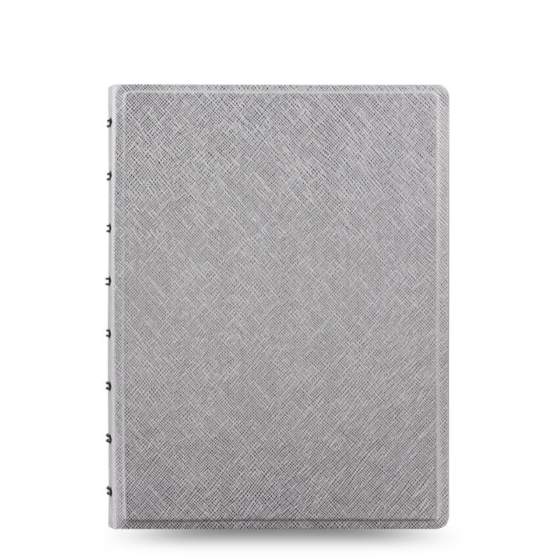 Agenda A5 nedatata cu spirala si rezerve FILOFAX Notebook Saffiano Metallic, Argintiu