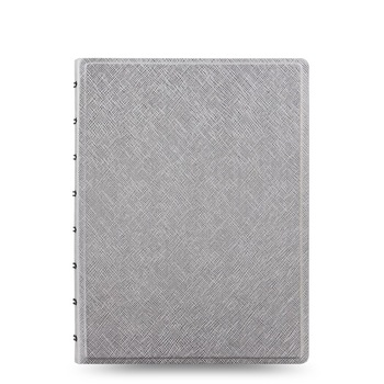 Agenda A5 nedatata cu spirala si rezerve FILOFAX Notebook Saffiano Metallic, Argintiu Agenda A5 nedatata cu spirala si rezerve FILOFAX Notebook Saffiano Metallic, Argintiu