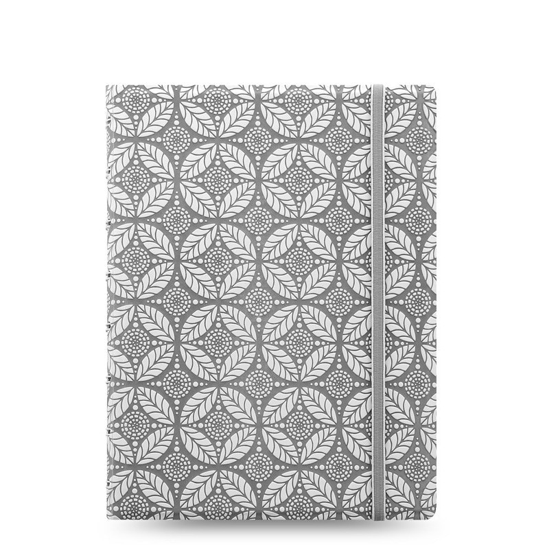 Agenda A5 nedatata cu spirala si rezerve FILOFAX Notebook Impressions Alb/Gri