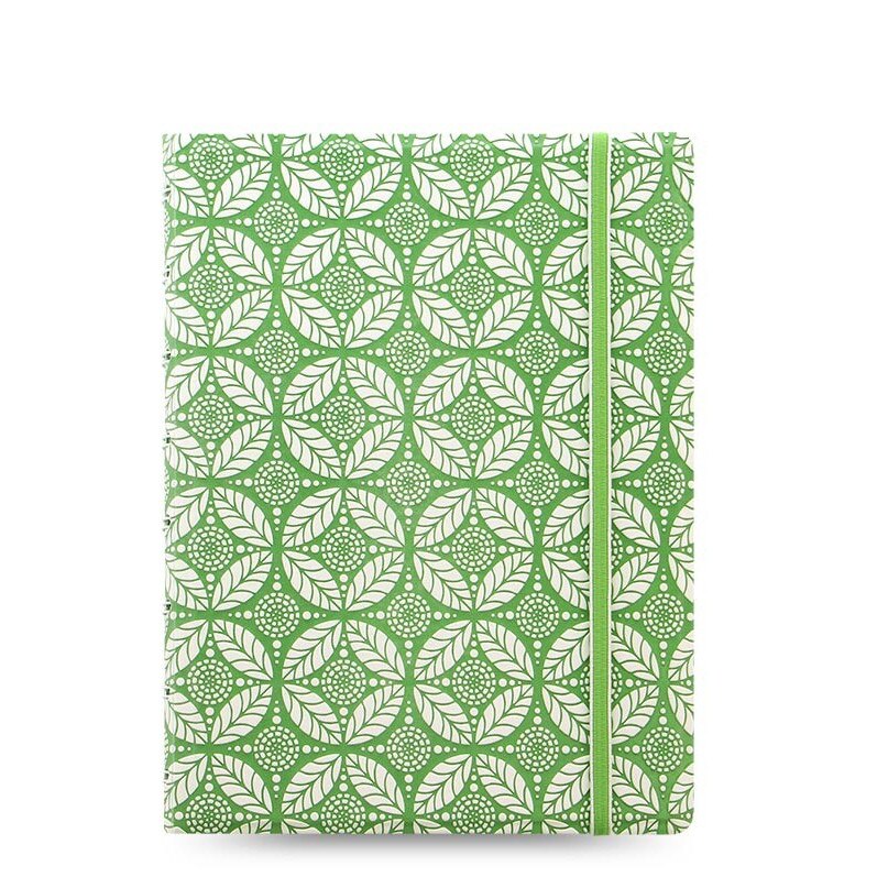 Agenda A5 nedatata cu spirala si rezerve FILOFAX Notebook Impressions Alb/Verde