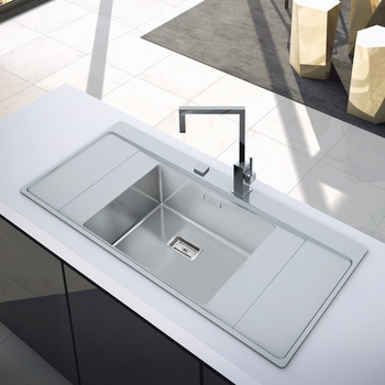 Chiuveta bucatarie inox CookingAid XERON B50 reversibila, 1160*520*200mm cu ventil AUTOMAT scurgere dreptunghiular + accesorii montaj Chiuveta bucatarie inox CookingAid XERON B50 reversibila, 1160*520*200mm cu ventil AUTOMAT scurgere dreptunghiular + accesorii montaj