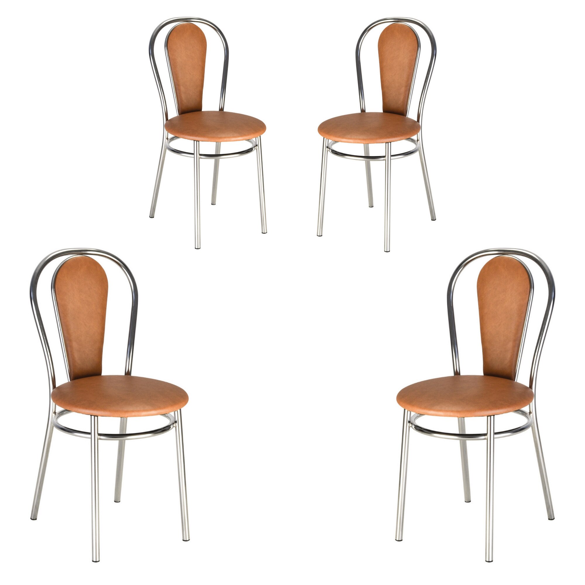 Set 4 scaune dining MF Florino, cadru cromat, PU, aramiu