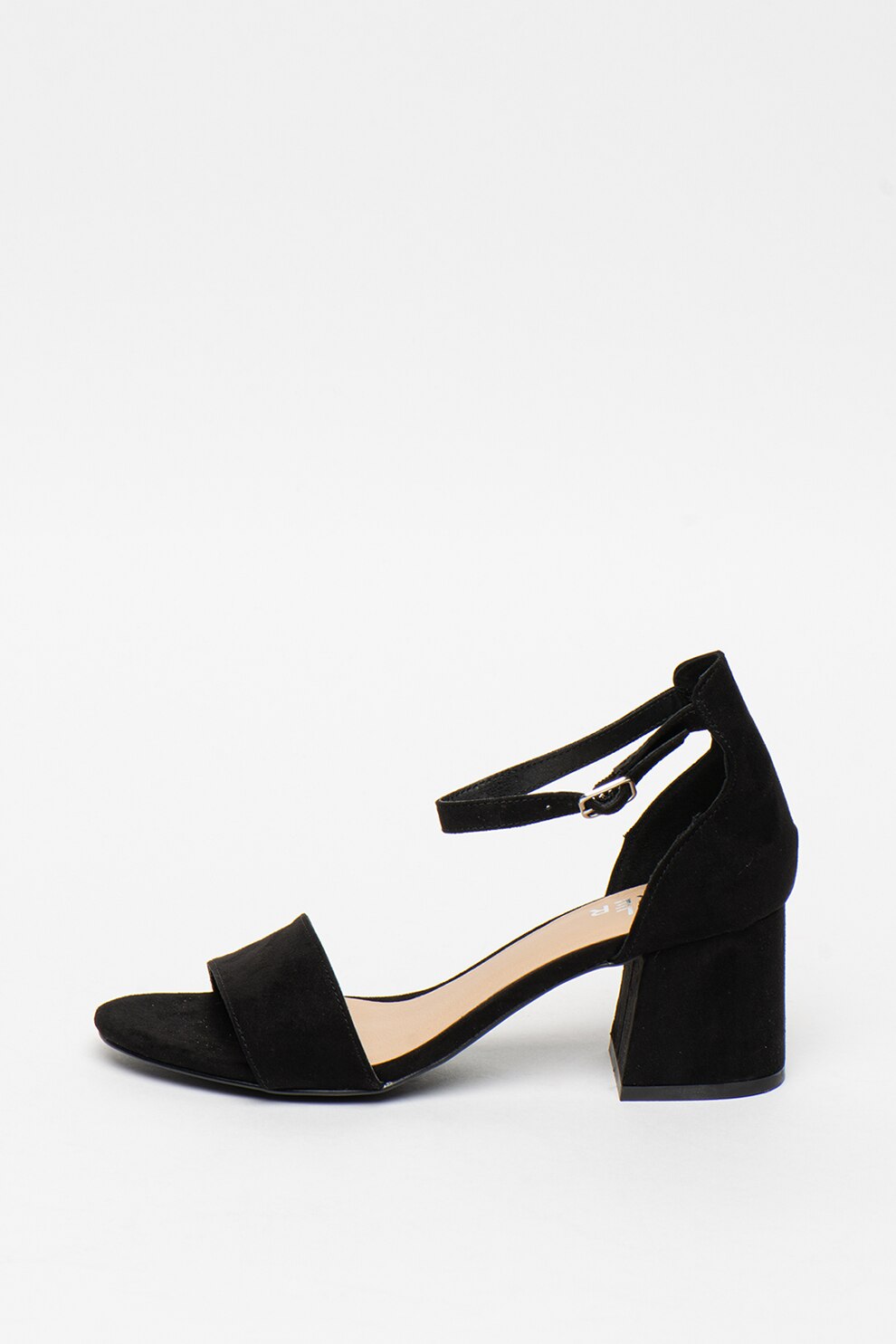Bullboxer, Sandale de piele intoarsa ecologica cu toc masiv, Negru, 39