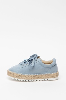 Bullboxer, Espadrile sport de piele intoarsa sintetica, Albastru deschis Bullboxer, Espadrile sport de piele intoarsa sintetica, Albastru deschis