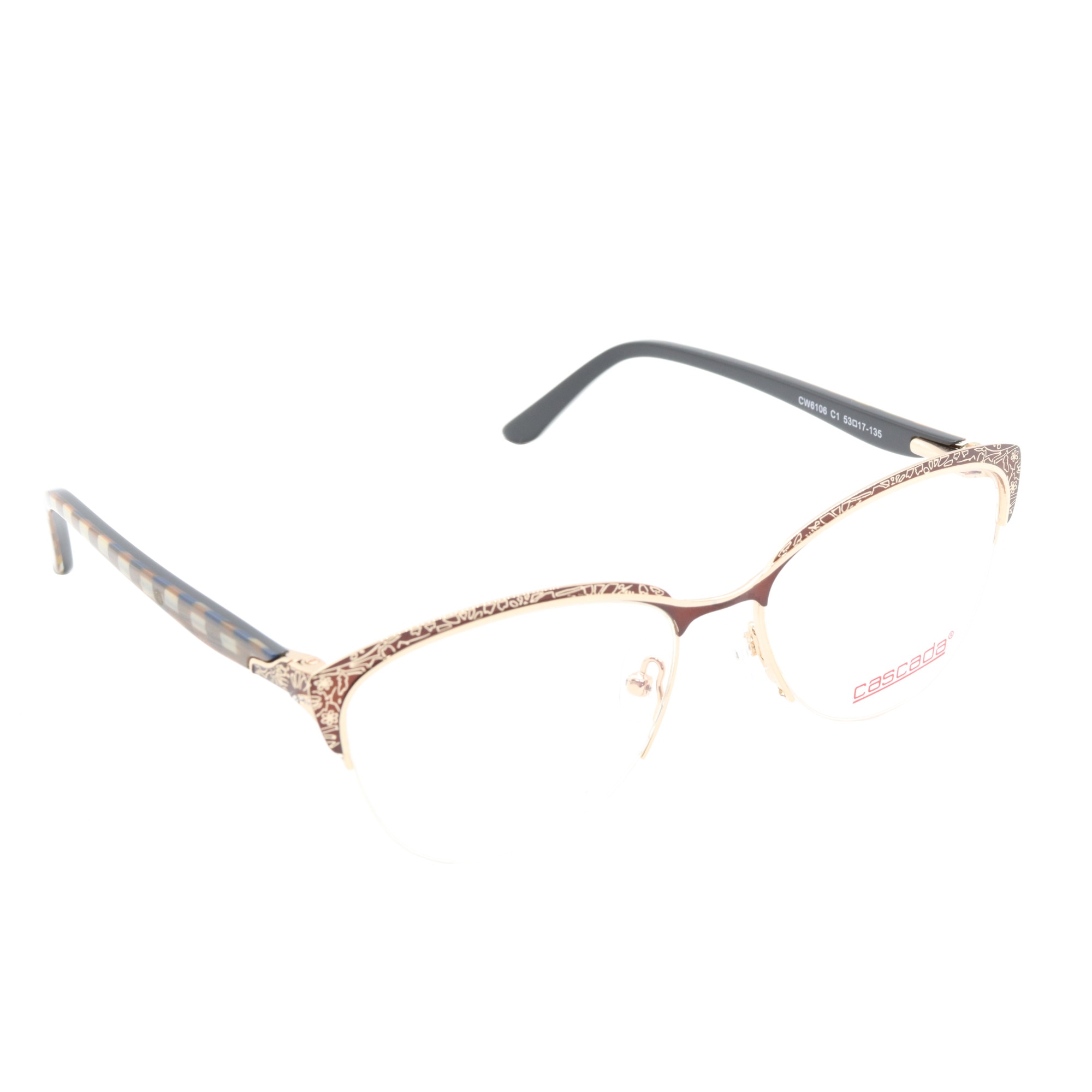 Rame ochelari de vedere, Cascada, Dama, CW6106, 53mm, Auriu/Maro