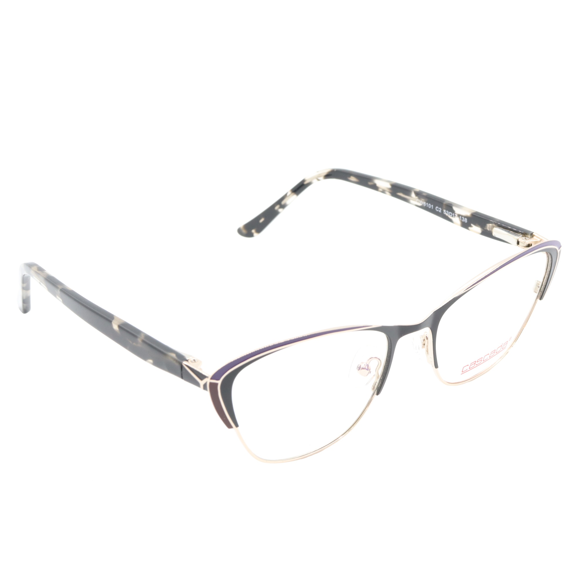 Rame ochelari de vedere, Cascada, Dama, CW6101, 53mm, Negru/Auriu