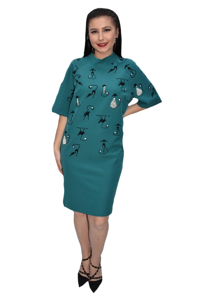 Rochie eleganta Tava,cu sclipici,D&J Exclussive , argintiu,42 EU, Turcoaz