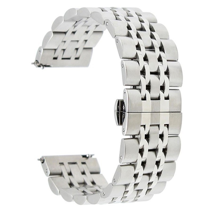 Curea otel inoxidabil, compatibila Xiaomi Amazfit GTS, telescoape Quick Release, Silver