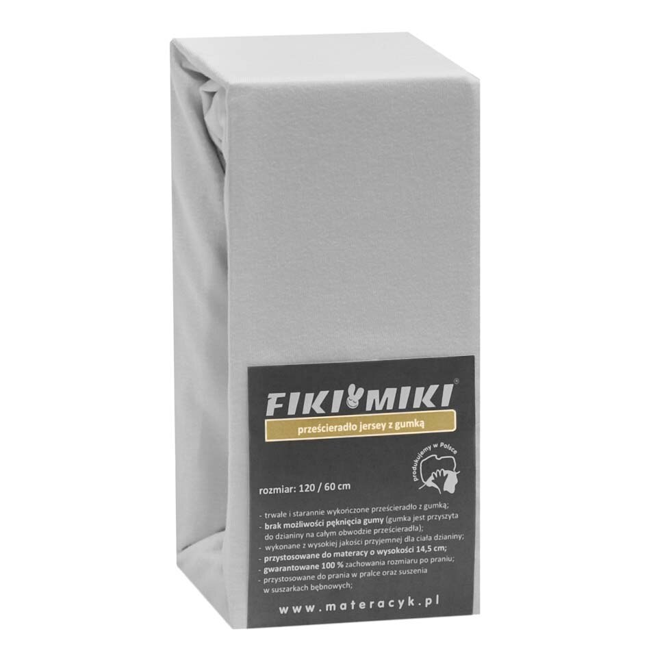Cearsaf cu elastic Fiki Miki, 120x60 cm, din jerse bumbac, Gri