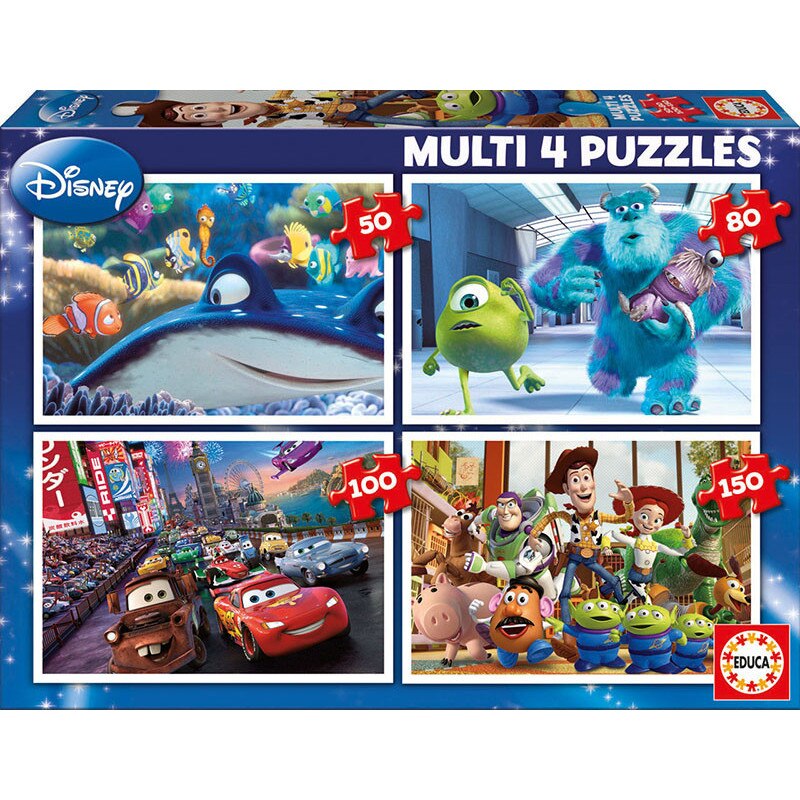 Set 4 puzzle 50, 80, 100 si 150 piese Multi Pixar 15615, Educa