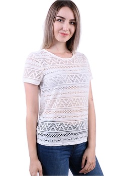 Tricou dama cu model transparent, Alb, Only, Marimea M 38 EU Tricou dama cu model transparent, Alb, Only, Marimea M 38 EU