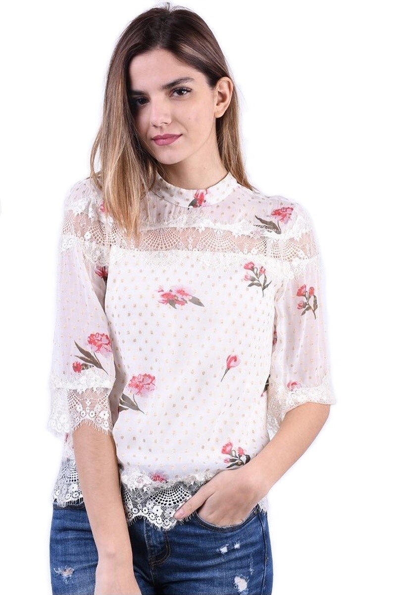 Bluza dama Londra Flower FETISSHOP, Alb