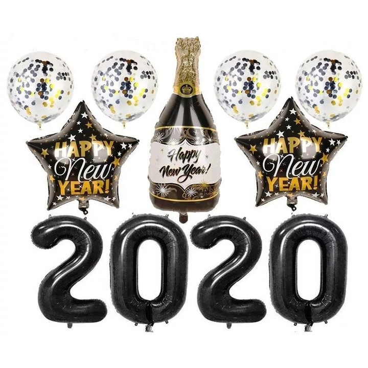 10 db-os lufi készlet a 2020-as szilveszteri bulihoz, fekete