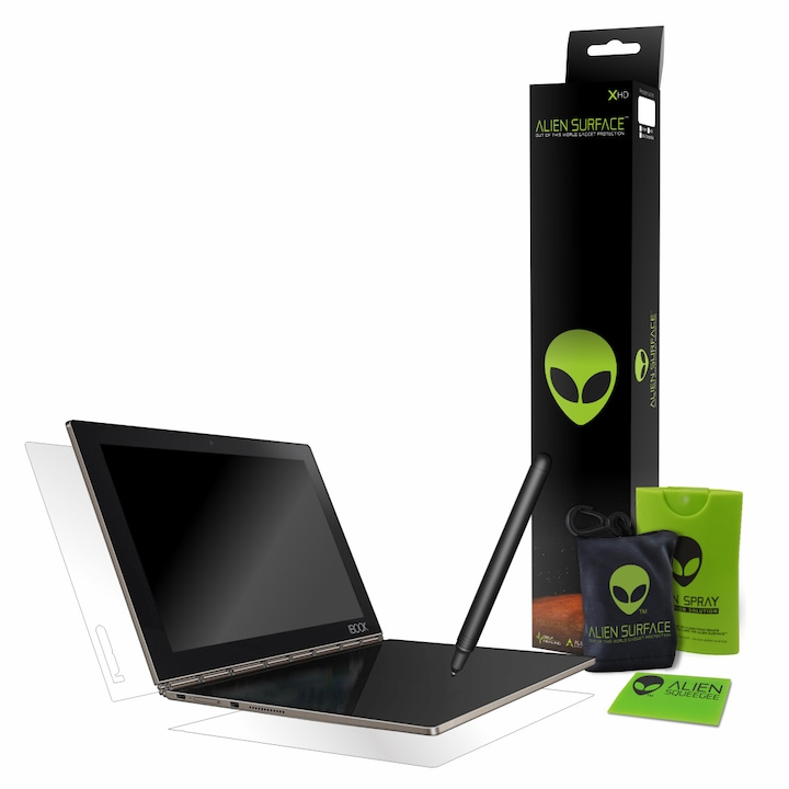 Folie Alien Surface XHD, Lenovo Yoga Book YB1-X90L 10.1 inch, protectie spate + Alien Fiber cadou