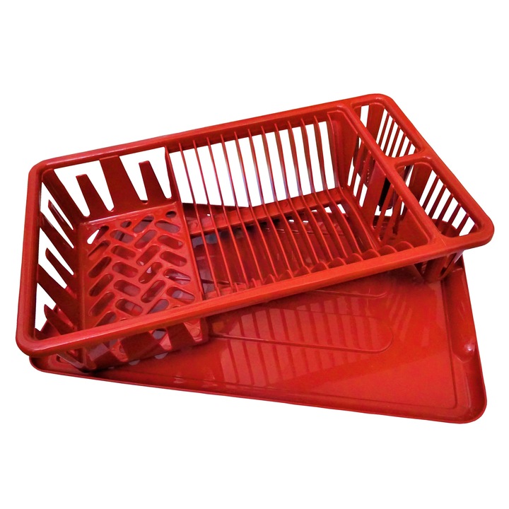 Uscator vase Natalia, 45x27x11 cm, tava inclusa, Rosu