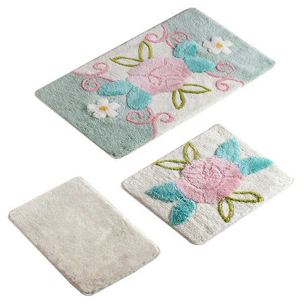 Covorase de baie, Set 3, GARDENIA MINT, Chilai Home