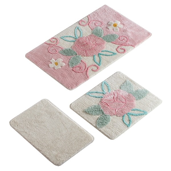 Covorase de baie, Set 3, GARDENIA ROZE, Chilai Home