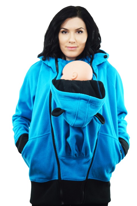 Hanorac babywearing 3 in 1, Happy Hug, polar, Albastru deschis