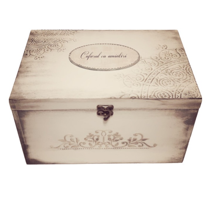Cufar din lemn personalizat cu mesaj pentru nasi, aspect shabby chic, 20x15x7 cm,Mixartstudiobym