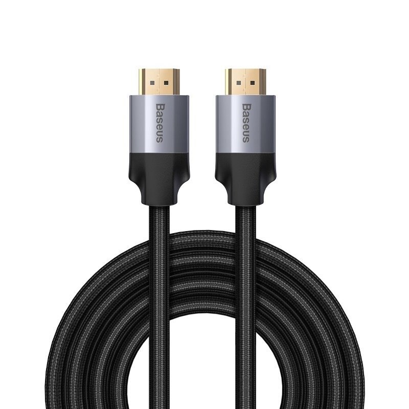 Cablu Baseus, Enjoyment, CAKSX-D0G, HDMI 2.0 Rezolutie 4K, 3D, Conectori placati cu aur 24K, Lungime 300 cm, Negru/Gri, Tip snur din nailon