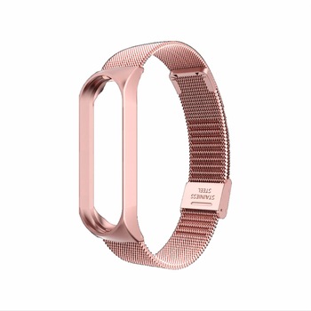 Curea inox Xiaomi Mi Band 3 si Mi Band 4 Rose Gold, prindere cu catarama Curea inox Xiaomi Mi Band 3 si Mi Band 4 Rose Gold, prindere cu catarama