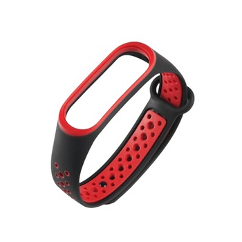 Curea sport Xiaomi Mi Band 3 si Mi Band 4 Sport cu aerisire, silicon negru cu rosu Curea sport Xiaomi Mi Band 3 si Mi Band 4 Sport cu aerisire, silicon negru cu rosu
