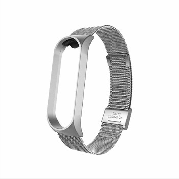 Curea inox Xiaomi Mi Band 3 si Mi Band 4 argintie, prindere cu catarama Curea inox Xiaomi Mi Band 3 si Mi Band 4 argintie, prindere cu catarama