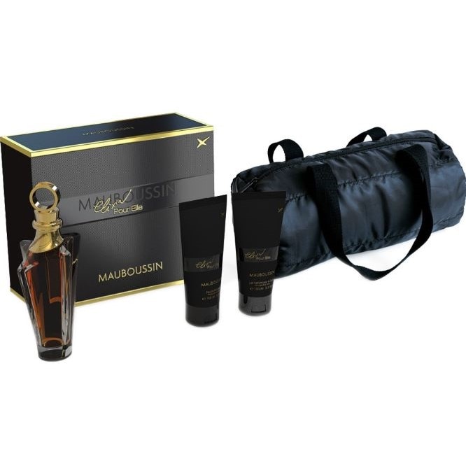 Set apa de parfum Mauboussin Elixir Pour Elle , Apa de parfum 100 ml, Lotiune Corp 100 ml, Gel Dus 100 ml, Pouch, Original