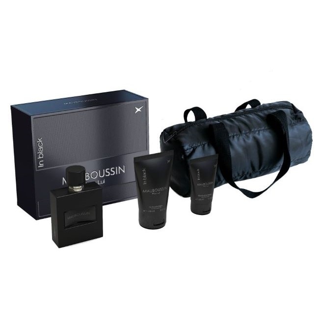 Set apa de parfum Mauboussin Pour Lui In BlacK, Apa de parfum 100 ml, Aftershave Balsam dupa ras 50 ml, Gel Dus 100 ml, Pouch, Original