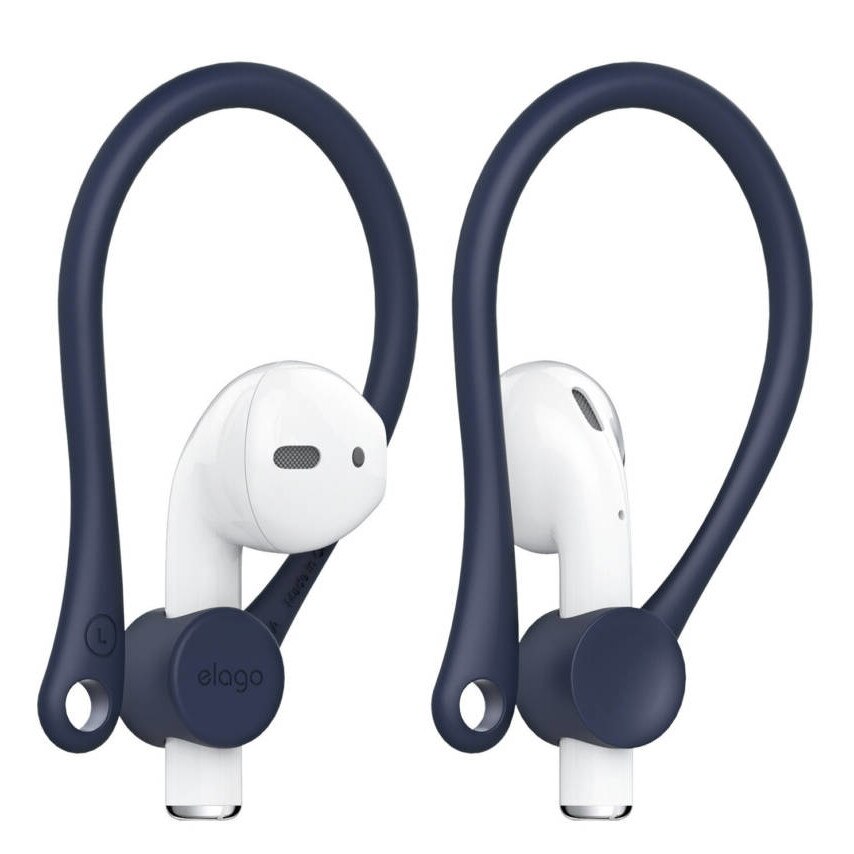 Suporturi pentru AirPods Elago EarHooks, Tip Sport, Silicon antialergic, Albastru inchis