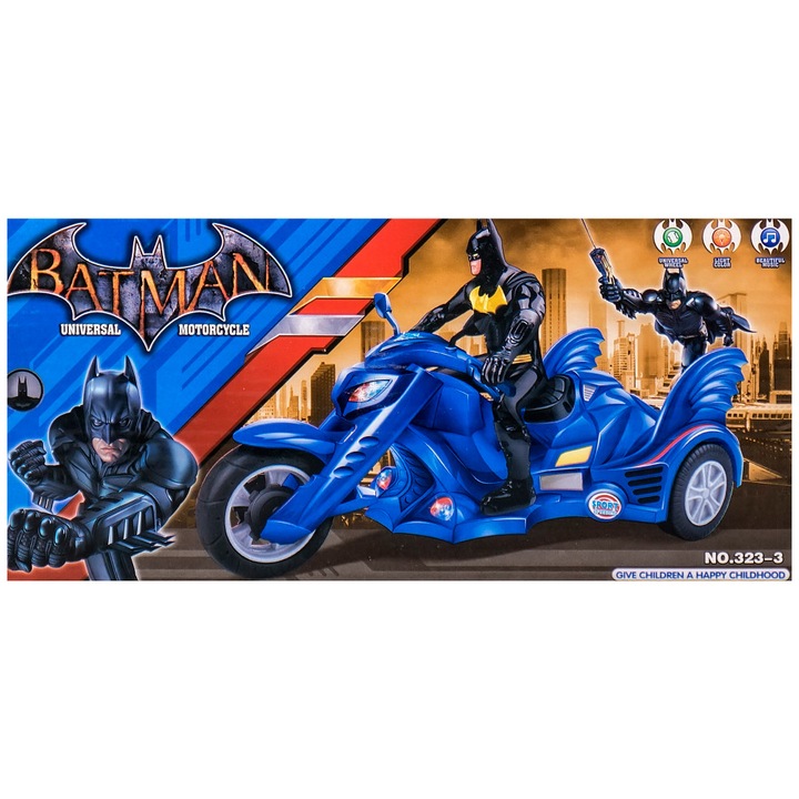 Мотор с моторист, герой, звукови и светлинни ефекти, Син, EmonaMall