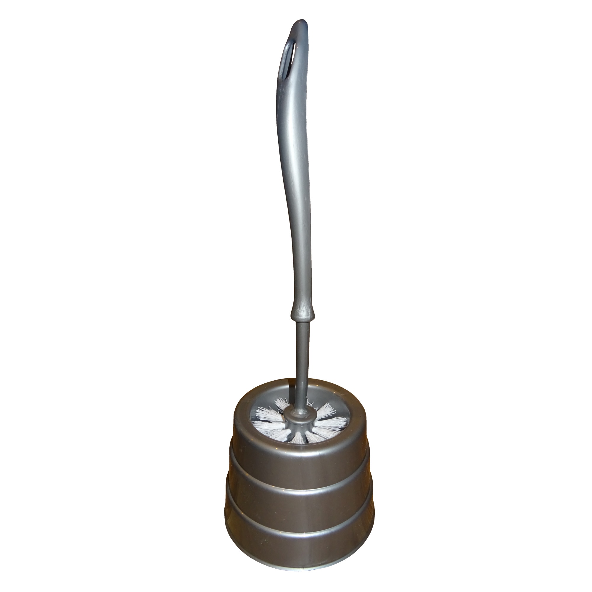 Set perie WC cu suport plastic Natalia Design, 37 x13 cm, Argintiu