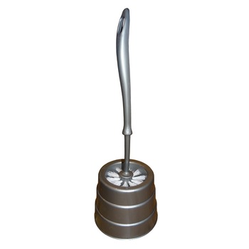 Set perie WC cu suport plastic Natalia Design, 37 x13 cm, Argintiu Set perie WC cu suport plastic Natalia Design, 37 x13 cm, Argintiu