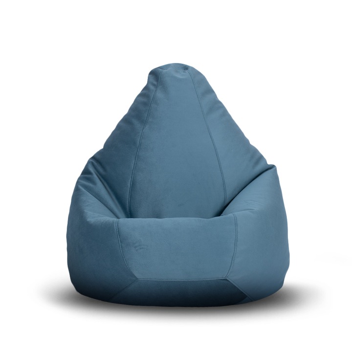 Topcho Big Pear szövet luxus EASY CLEAN, babzsák fotel, sötétkék, töltött polisztirol gyöngyökkel (GKMDEC-SOL77darkblue)