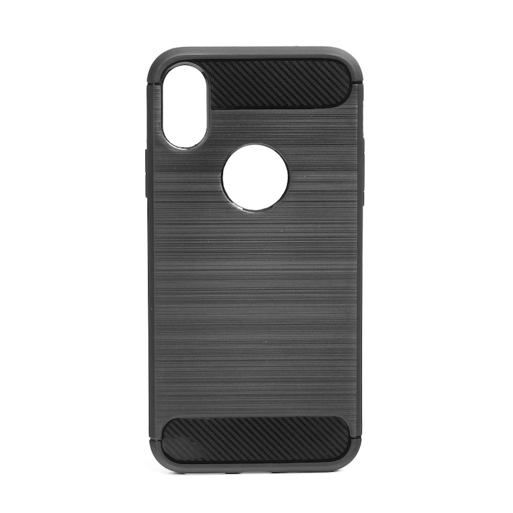 Предпазен гръб Forcell Carbon Case за Apple iPhone XS, Черен