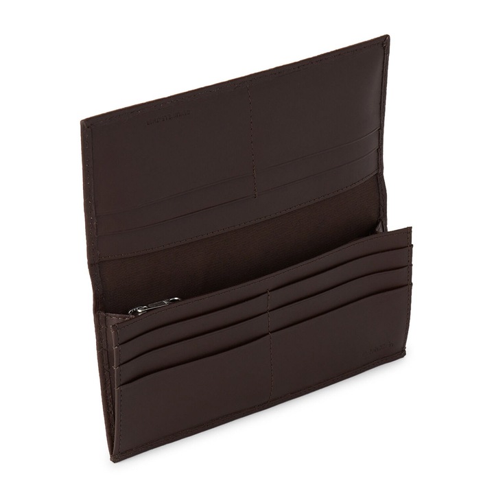 Portofel Calvin Klein Brown Embossed Logo Secretary Wallet, din piele, Maro